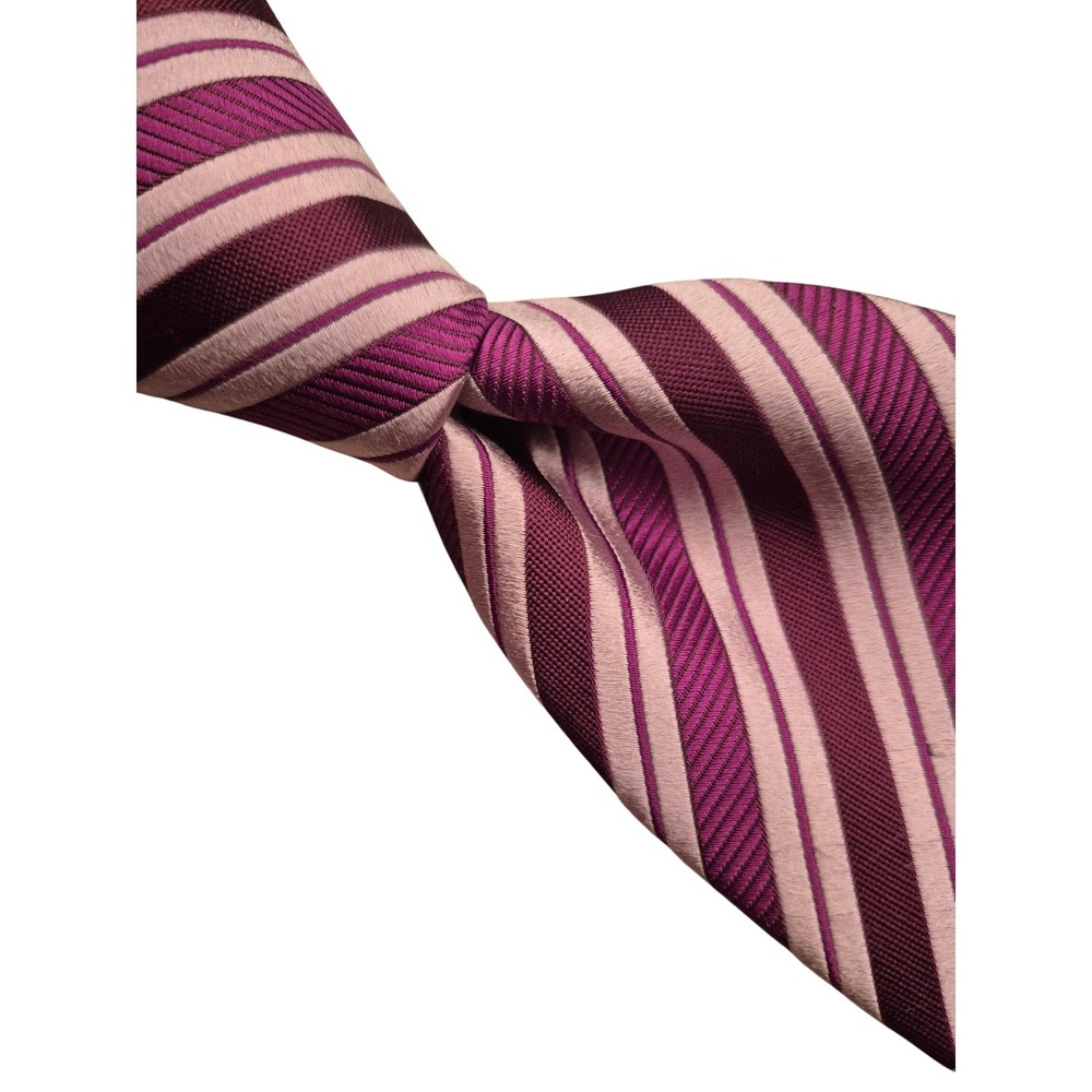Charvet Place Vendome Purple Striped Silk Tie Made in France Mens Necktie